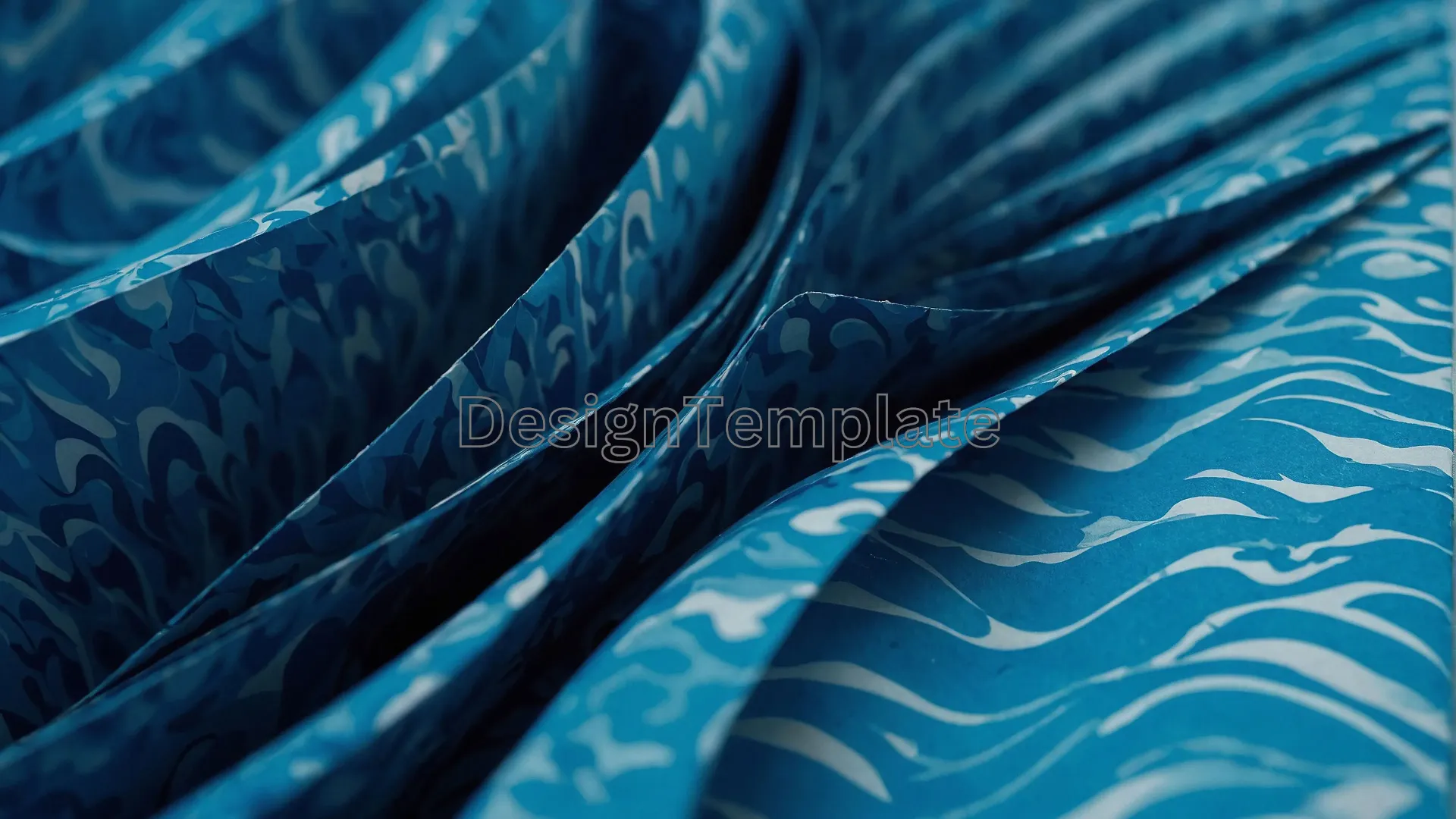 Blue Paper Crafted in Wavy Style Background Image